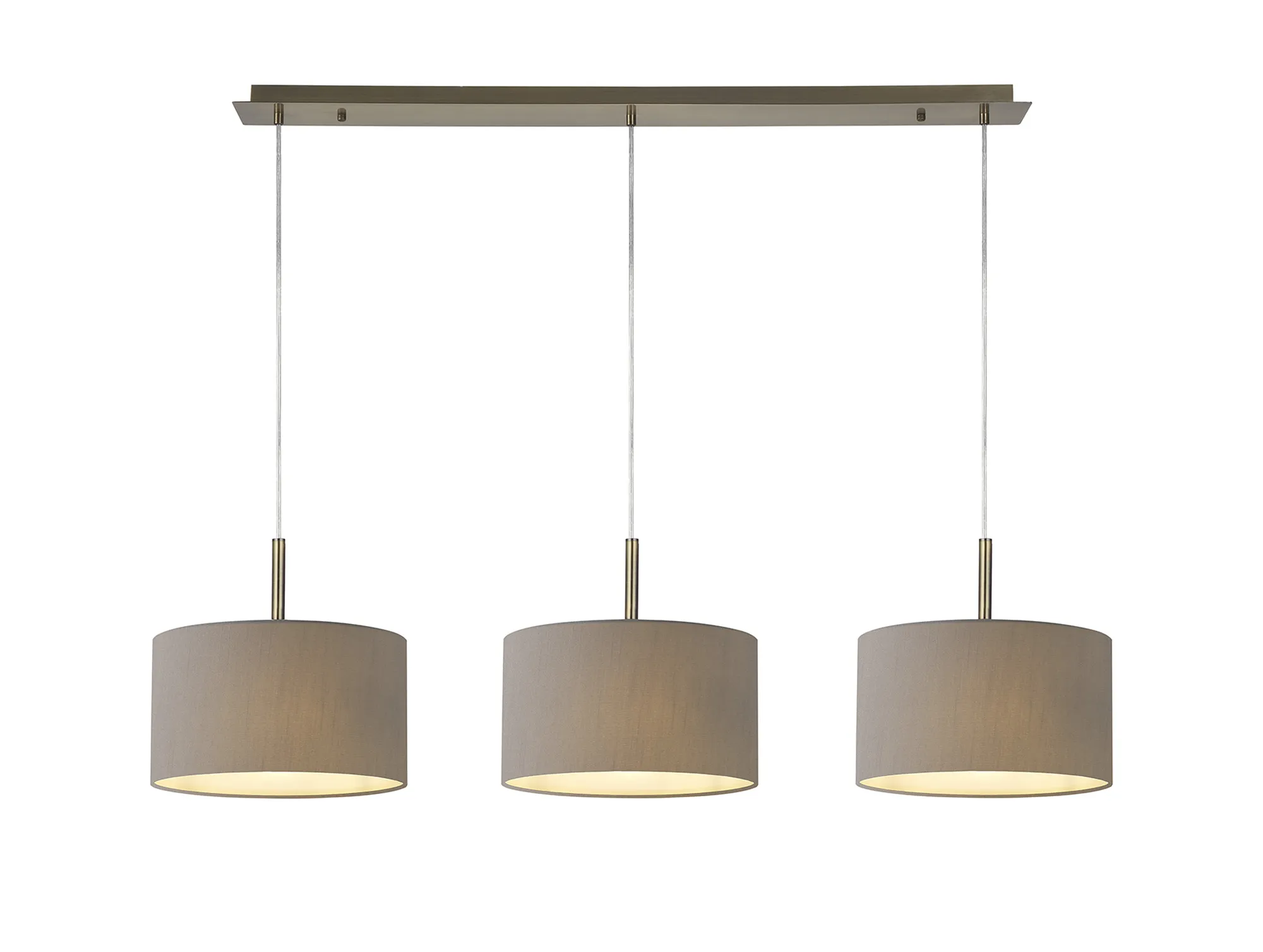 Baymont 30cm Shade 3 Light Pendant Antique Brass, Grey